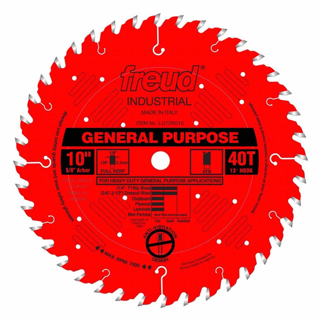 Freud LU72R010 10" 40T General Purpose Table Saw Blade