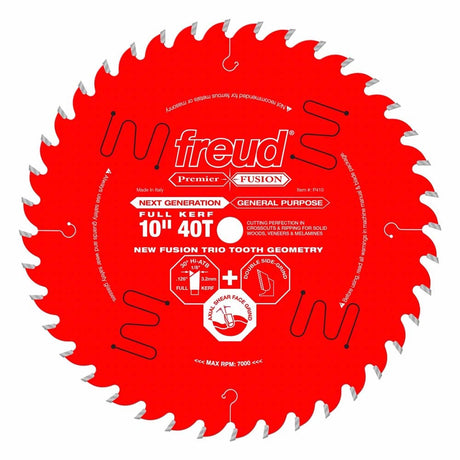 Freud P410 10” X 40T Premier Fusion General Purpose Saw Blade