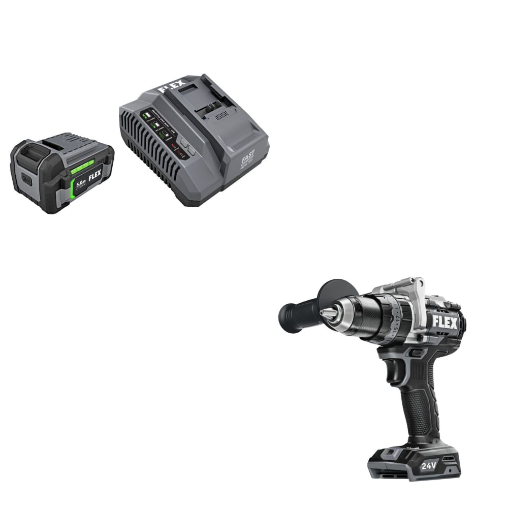 Flex FX0411-1C Lithium-Ion Starter Kit W/ FREE FX1271T-Z Hammer Drill/Driver