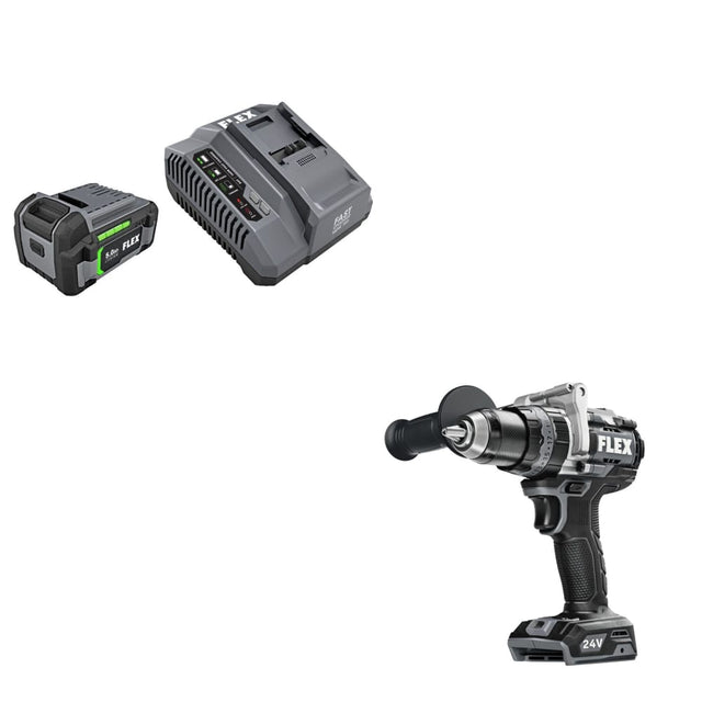 Flex FX0411-1C Lithium-Ion Starter Kit W/ FREE FX1271T-Z Hammer Drill/Driver