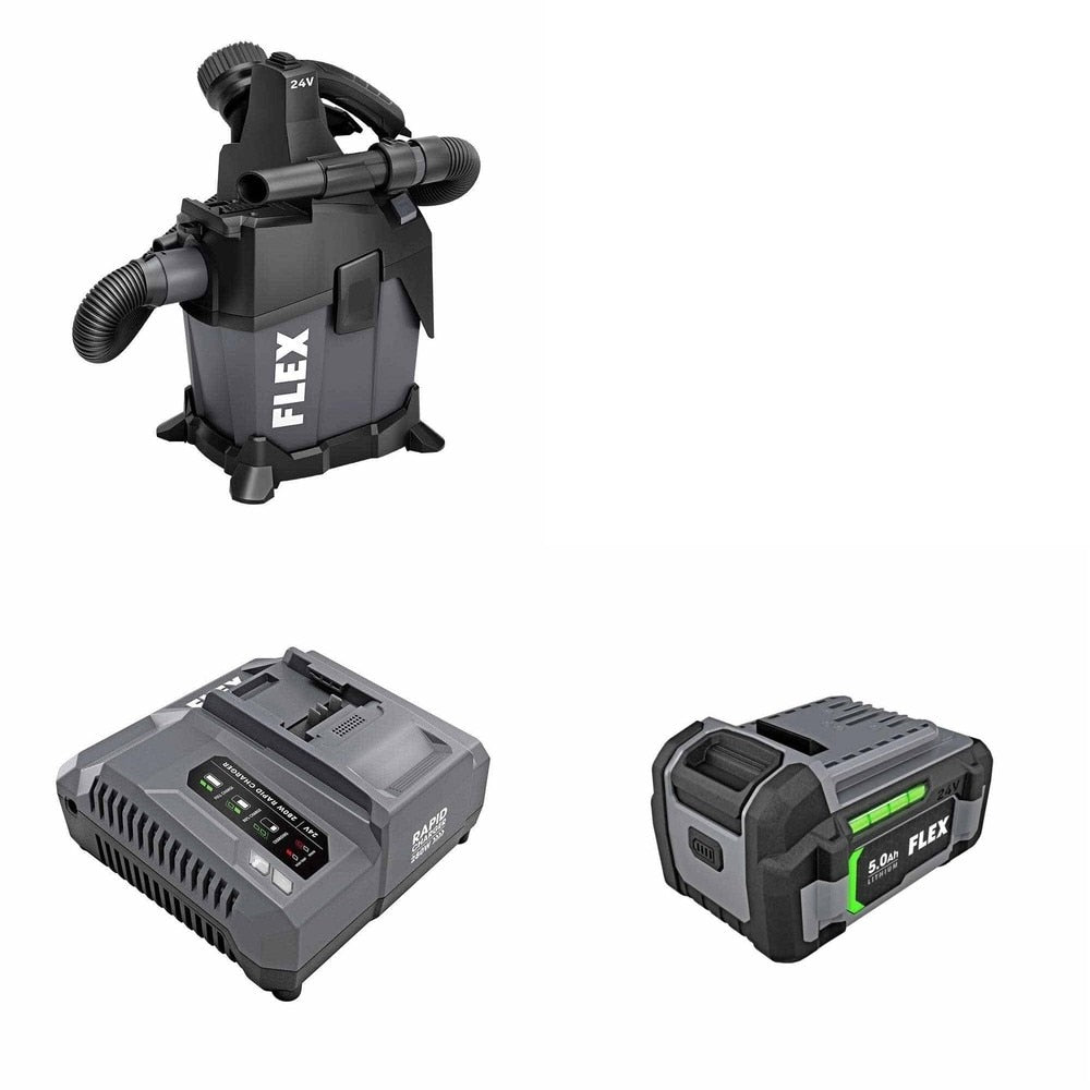 Flex FX0421-Z Rapid Charger Kit W/ FREE Jobsite Vacuum Cleaner and FREE Battery