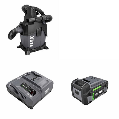 Flex FX0421-Z Rapid Charger Kit W/ FREE Jobsite Vacuum Cleaner and FREE Battery