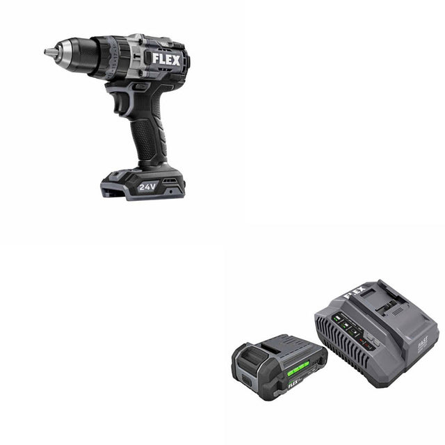 Flex FX1271T-Z 1-2" 2-Speed Hammer Drill W/ FREE FX0411-1A 2.5Ah Starter Kit