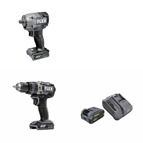 Flex FX1431-Z Impact Wrench Kit W/ FX1271T-Z Hammer Drill and FREE FX0411-1F Kit