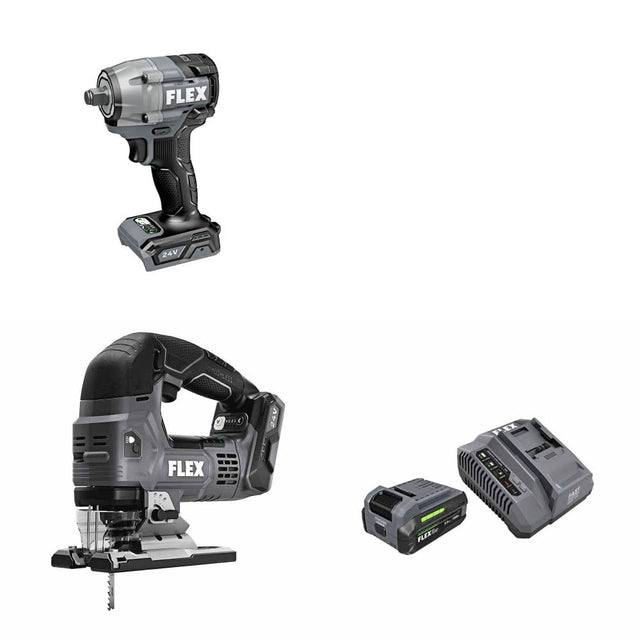 Flex FX1431-Z Impact Wrench Kit W/ FX2231-Z Jig Saw and FREE FX0411-1F Kit