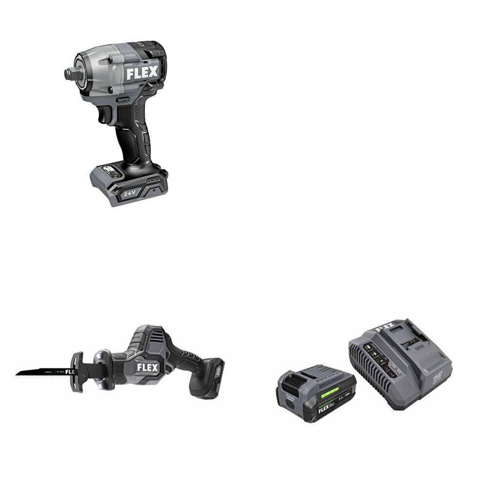 Flex FX1431-Z Impact Wrench Kit W/ FX2241-Z Recip Saw and FREE FX0411-1F Kit