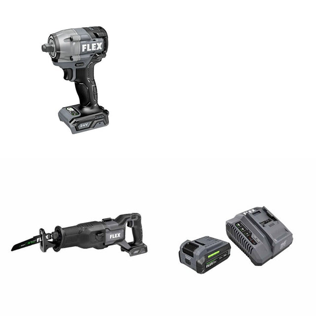 Flex FX1431-Z Impact Wrench Kit W/ FX2271-Z Recip Saw and FREE FX0411-1F Kit