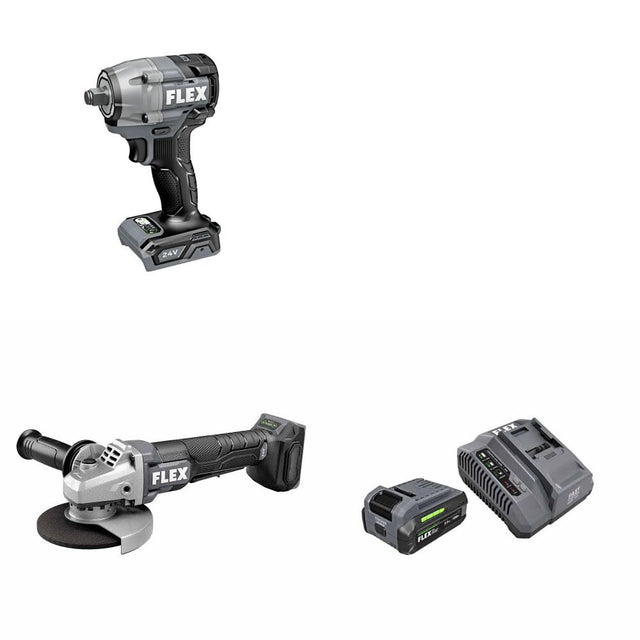 Flex FX1431-Z Impact Wrench Kit W/ FX3171A-Z Angle Grinder and FREE FX0411-1F Kit