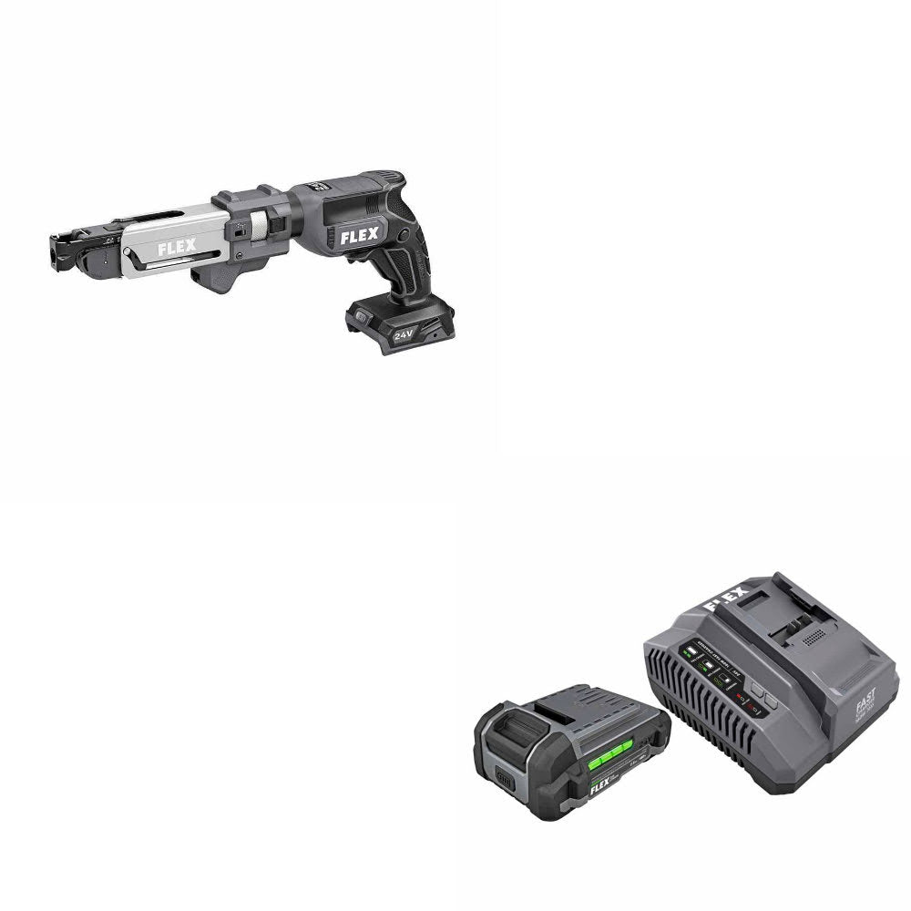 Flex FX1611-Z 24V Drywall Screw Gun W/ FREE FX0411-1A 2.5Ah Lithium Starter Kit