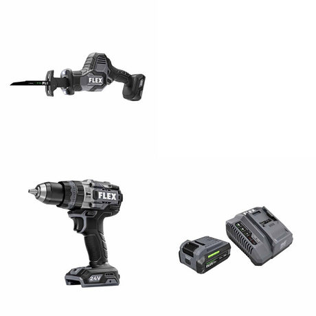 Flex FX2241-Z Reciprocating Saw Kit W/ FX1271T-Z Hammer Drill and FREE FX0411-1F Kit