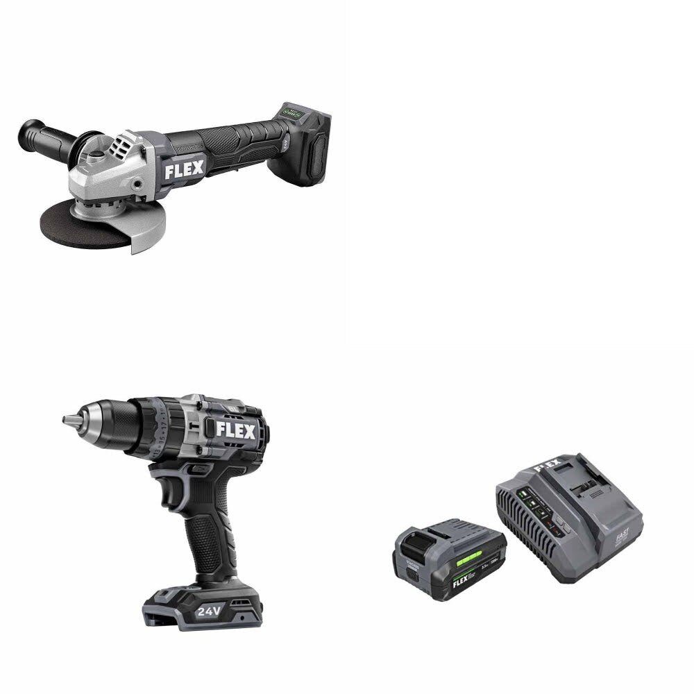Flex FX3171A-Z Angle Grinder Kit W/ FX1271T-Z Hammer Drill and FREE FX0411-1F Kit
