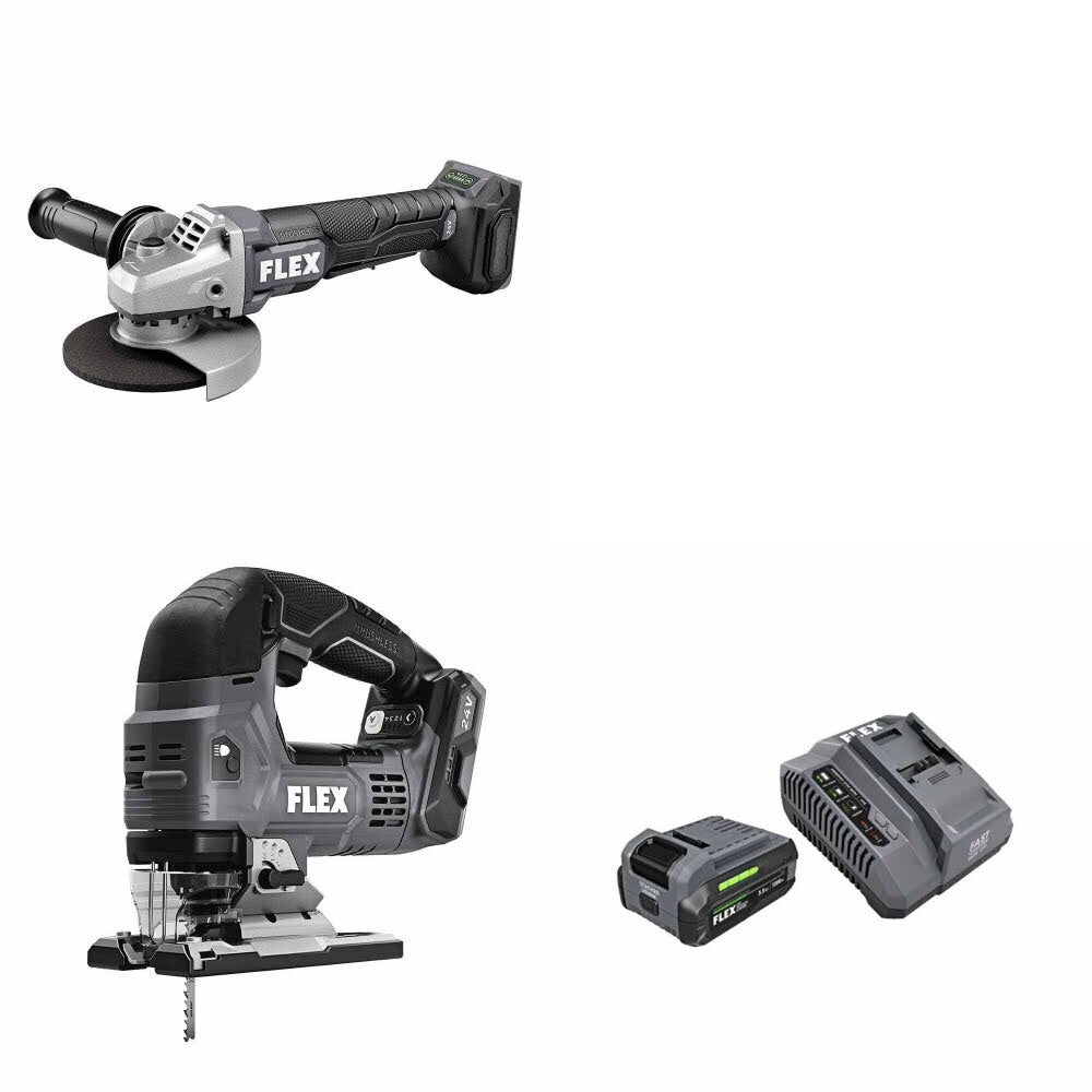 Flex FX3171A-Z Angle Grinder Kit W/ FX2231-Z Jig Saw and FREE FX0411-1F Kit