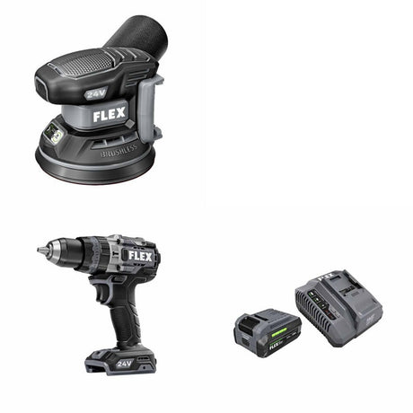 Flex FX3411-Z Orbital Sander Kit W/ FX1271T-Z Hammer Drill and FREE FX0411-1F Kit