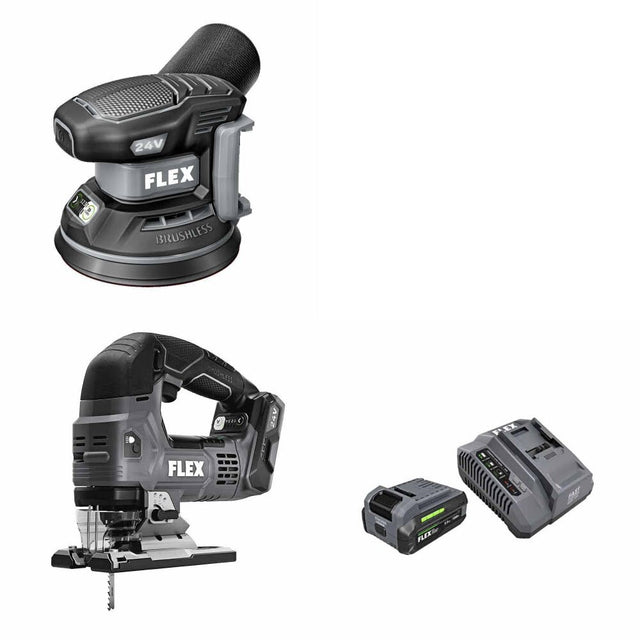 Flex FX3411-Z Orbital Sander Kit W/ FX2231-Z Jig Saw and FREE FX0411-1F Kit