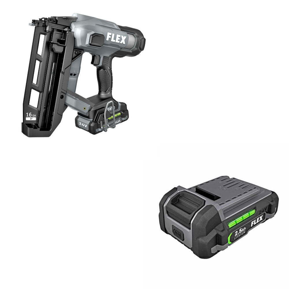 Flex FX4321-1A 16Ga Straight  Nailer Kit W/ FREE FX0111-1 24V 2.5Ah Battery