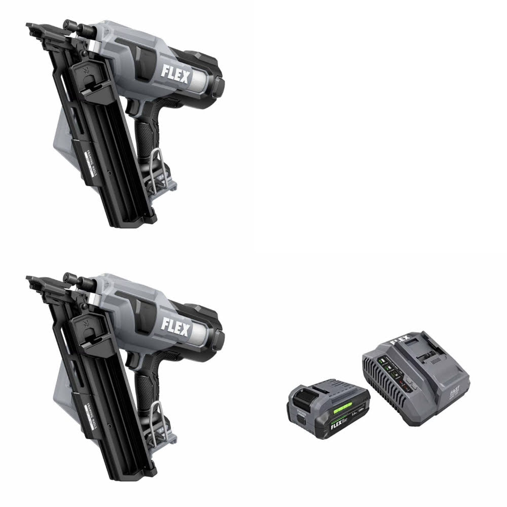 Flex FX4351B-Z Framing Nailer, 2 Pack Kit W/ FX0411-1F Battery