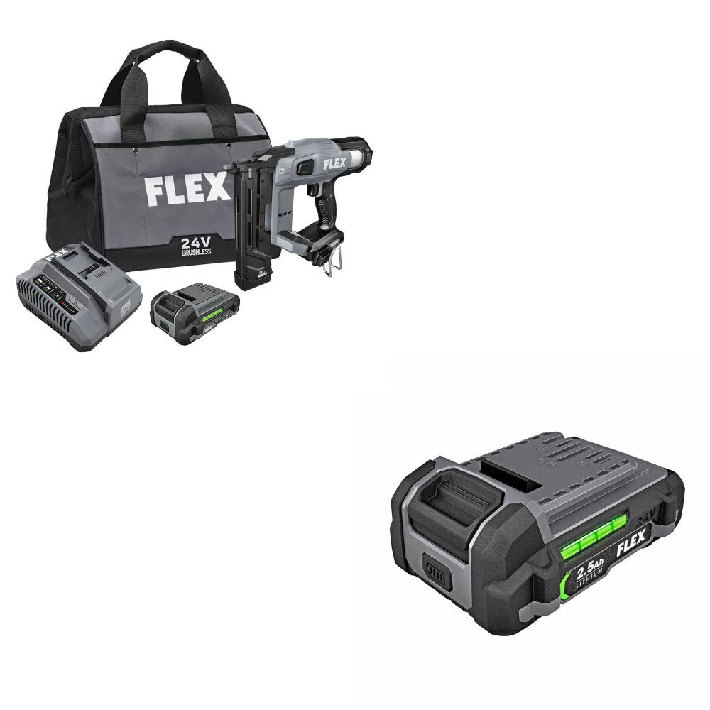 Flex FX4511-1A 18Ga 1/4" Crown Stapler Kit W/ FREE FX0111-1 24V 2.5Ah Battery