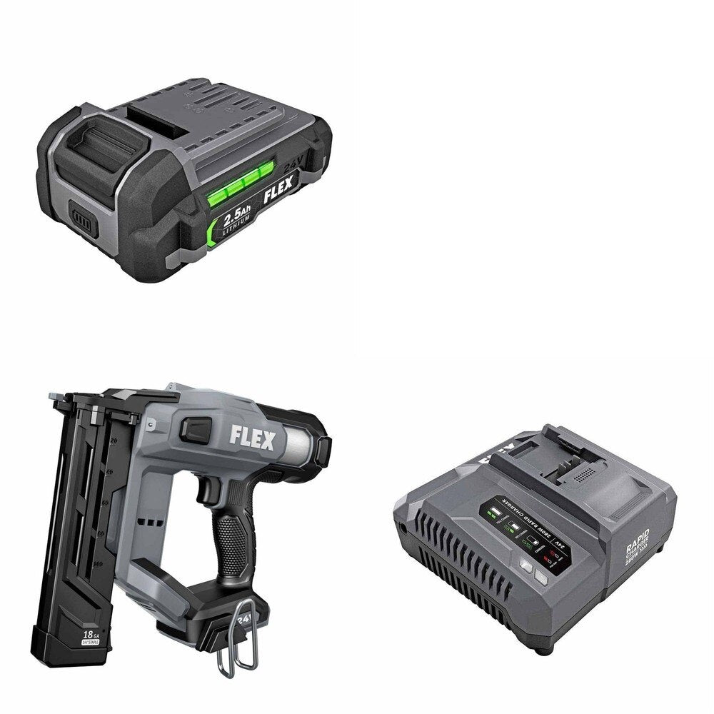 Flex FX4511-Z 18Ga Narrow Crown Stapler Kit W/ FREE Battery and FREE Rapid