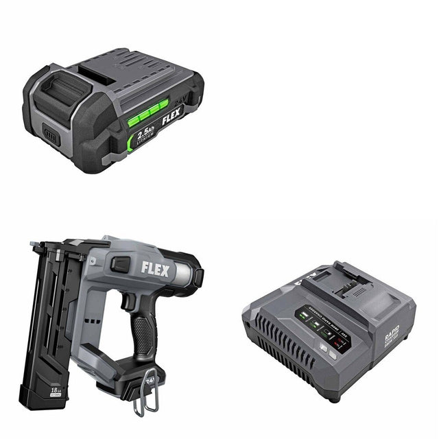 Flex FX4511-Z 18Ga Narrow Crown Stapler Kit W/ FREE Battery and FREE Rapid