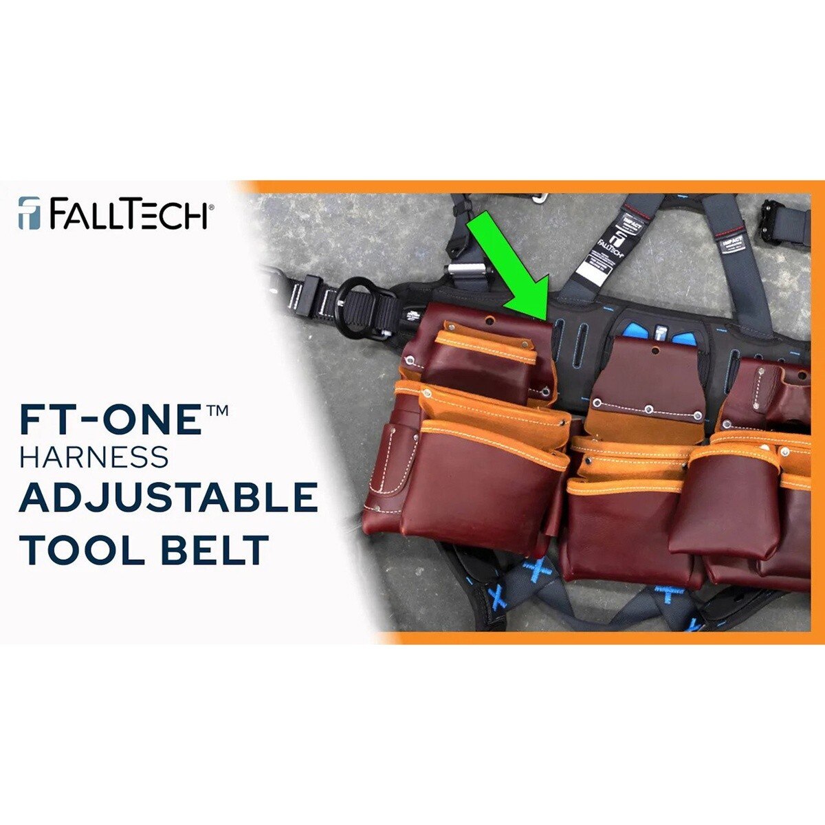 FallTech 8127B2X FT-One 3D Construction Belted Full Body Harness with Tongue Buckle Legs 2X - 4