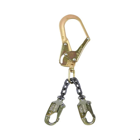 FallTech 82506L 17 Inch Grade 80 Chain Positioning Assembly with Swivel Rebar Hook and 2.5 Inch Clevis Snap Hooks