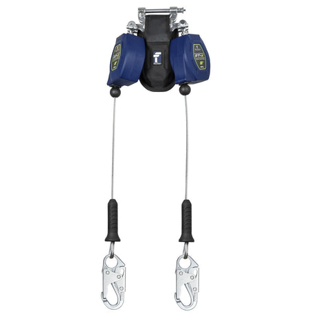 FallTech 82808TP1 8' Class 2 Leading Edge Twin-Leg Personal SRL-P with Steel Snap Hooks