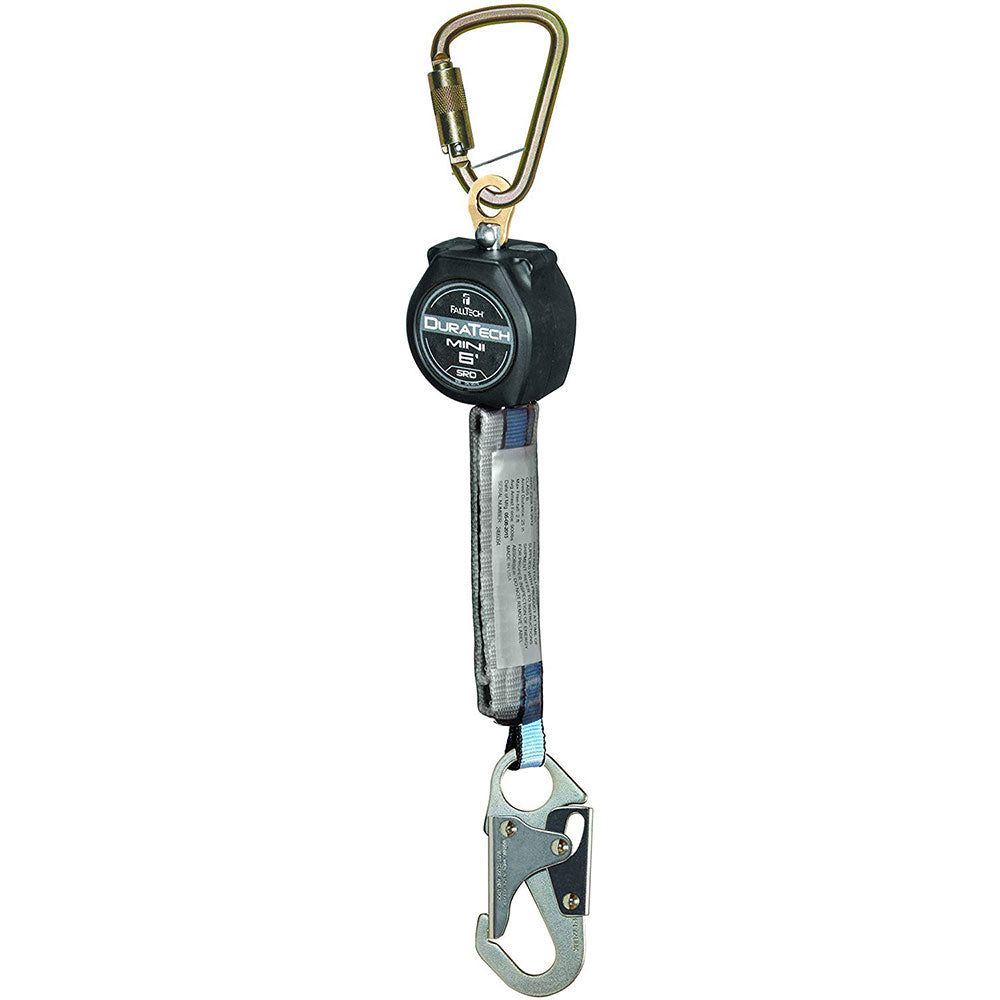 Falltech 72706SB1 6' Mini SRD Single-Leg Steel Carabiner and Steel Snap Hook