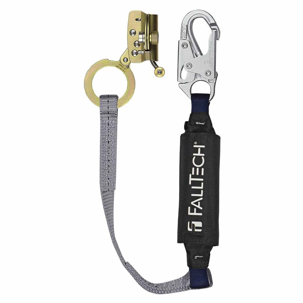 FallTech 8388 Hinged Trailing Fall Arrester with Anti-panic and 3' ViewPack Energy Absorbing Lanyard