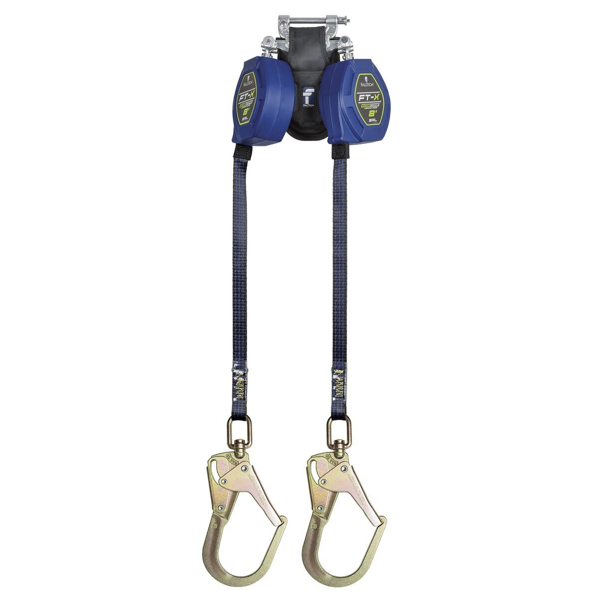 Falltech 84108TP3 8' EdgeCore Class 2 Leading Edge Twin-leg Personal SRL-P with Steel Swivel Rebar Hooks with SpeedLink