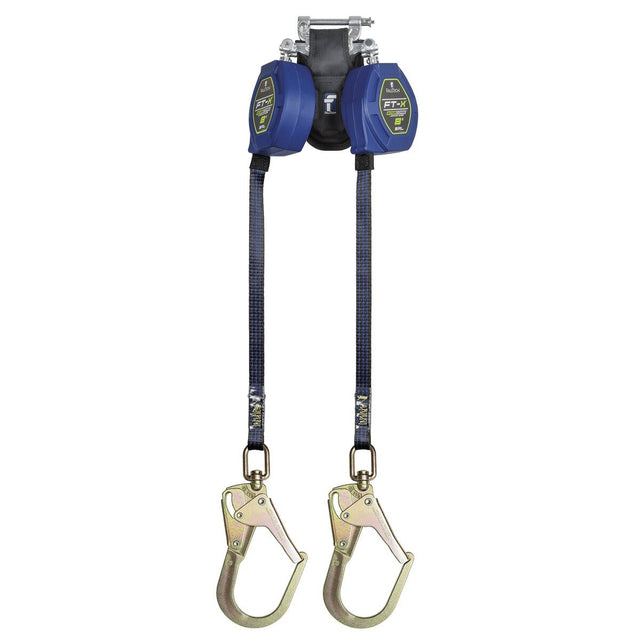 Falltech 84108TP3 8' EdgeCore Class 2 Leading Edge Twin-leg Personal SRL-P with Steel Swivel Rebar Hooks with SpeedLink