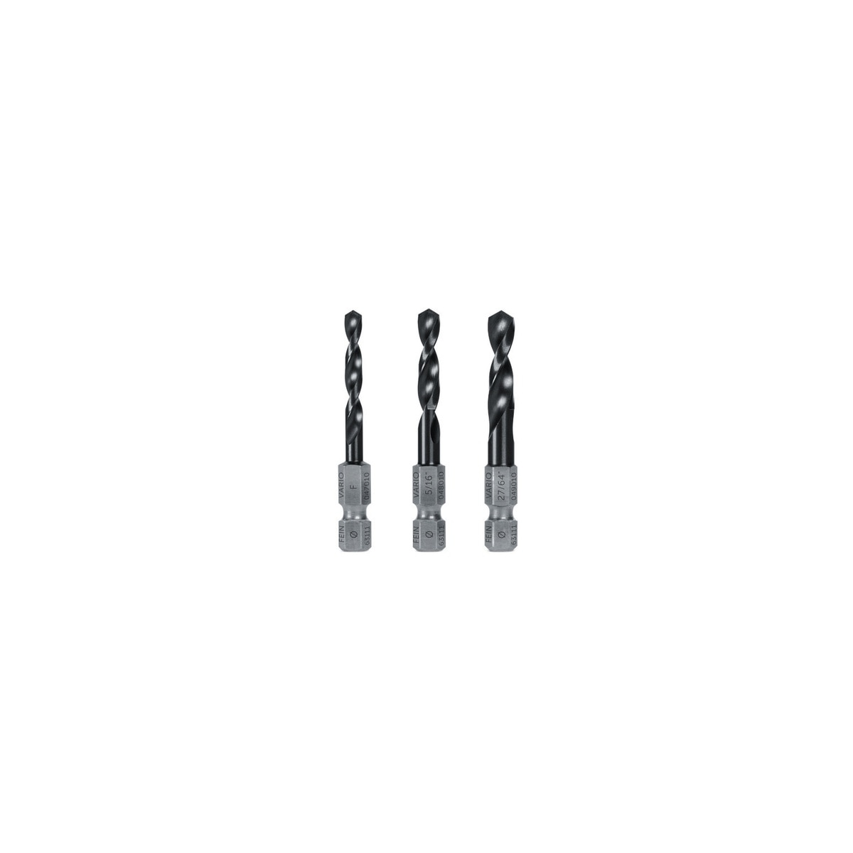 Fein 63111051010 VARIO Drill Driver Twist Drill Set with #F 5-16" and 27-64" Bits (3 Piece)