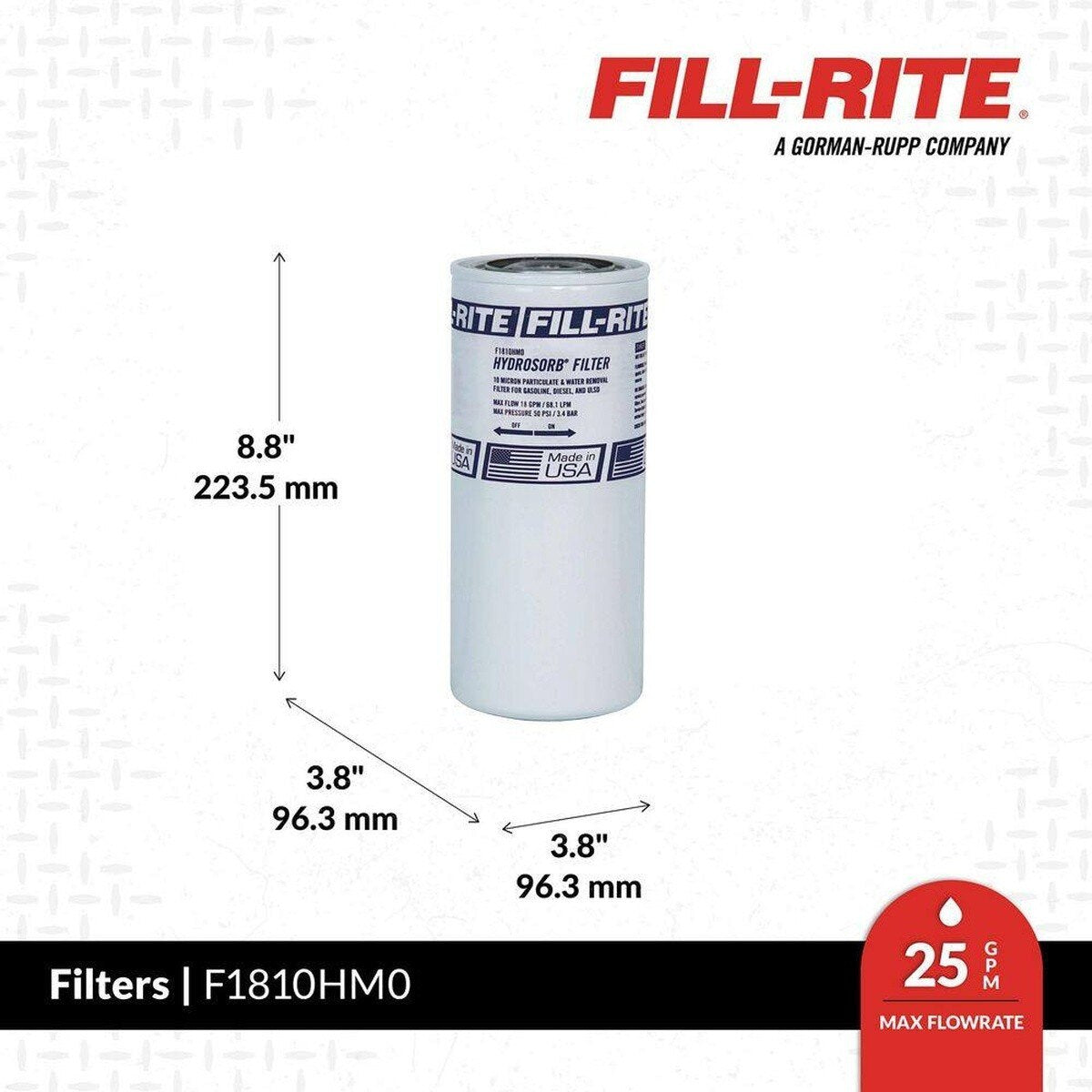 Fill-Rite F1810HM0 1" 18 GPM 10 Micron Hydrosorb Spin On Fuel Filter - 3