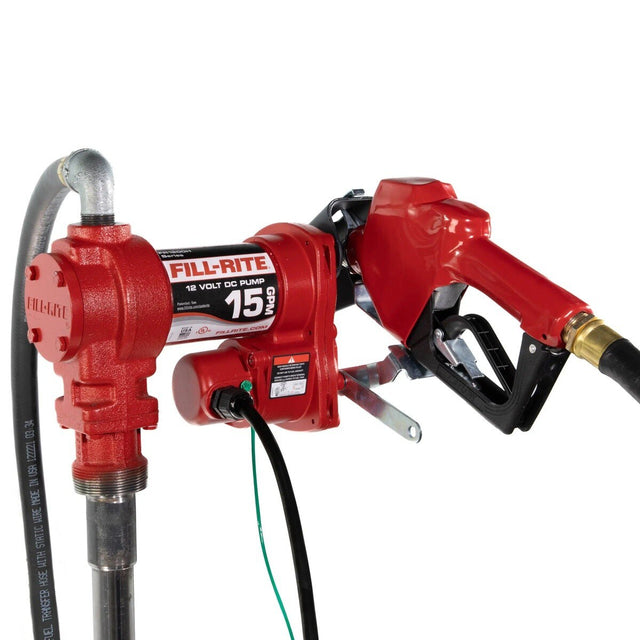 Fill-Rite FR1210HA 12V DC 15 GPM Fuel Transfer Pump Kit with Auto Nozzle and 3/4" x 12' Hose (1 Kit)