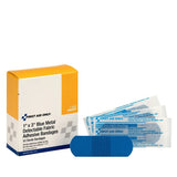 First Aid Only 1-650 1" x 3" Blue Metal Detectable Fabric Adhesive Bandages (50 Count) - 2