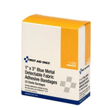First Aid Only 1-650 1" x 3" Blue Metal Detectable Fabric Adhesive Bandages (50 Count) - 4