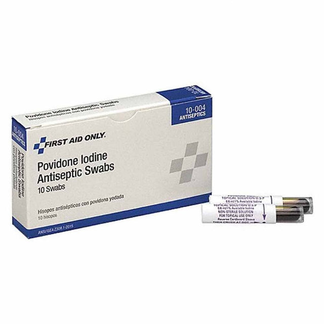 First Aid Only 10-004-001 Povidone Iodine Antiseptic Swabs for Minor Cuts and Abrasions (10 Swabs)