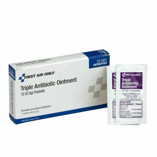 First Aid Only 12-001 Triple Antibiotic Ointment Packets for Minor Cuts, Scrapes and Burns (12 Pack)