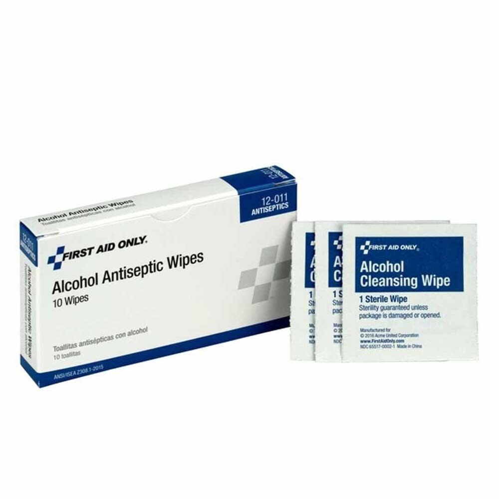 First Aid Only 12-011-002 Alcohol Wipes for Antiseptic Cleansing (10 Per Box)