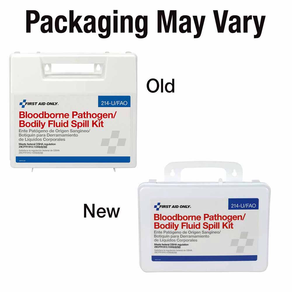 First Aid Only 214-U/FAO Wall-Mount Bloodborne Pathogen (BBP) And Bodily Fluid Spill Kit In Plastic Carry Case, OSHA, 23 Pieces, White - 3