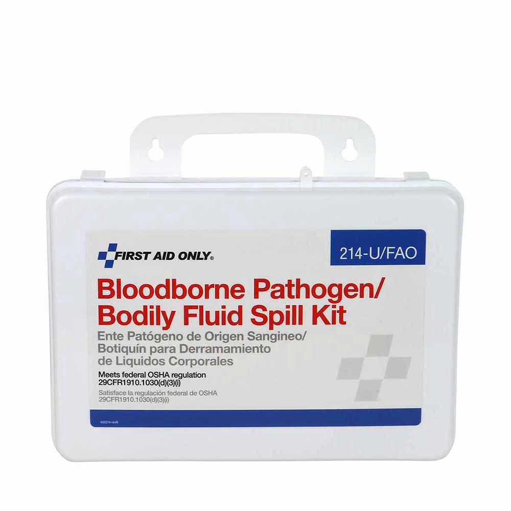 First Aid Only 214-U/FAO Wall-Mount Bloodborne Pathogen (BBP) And Bodily Fluid Spill Kit In Plastic Carry Case, OSHA, 23 Pieces, White - 4