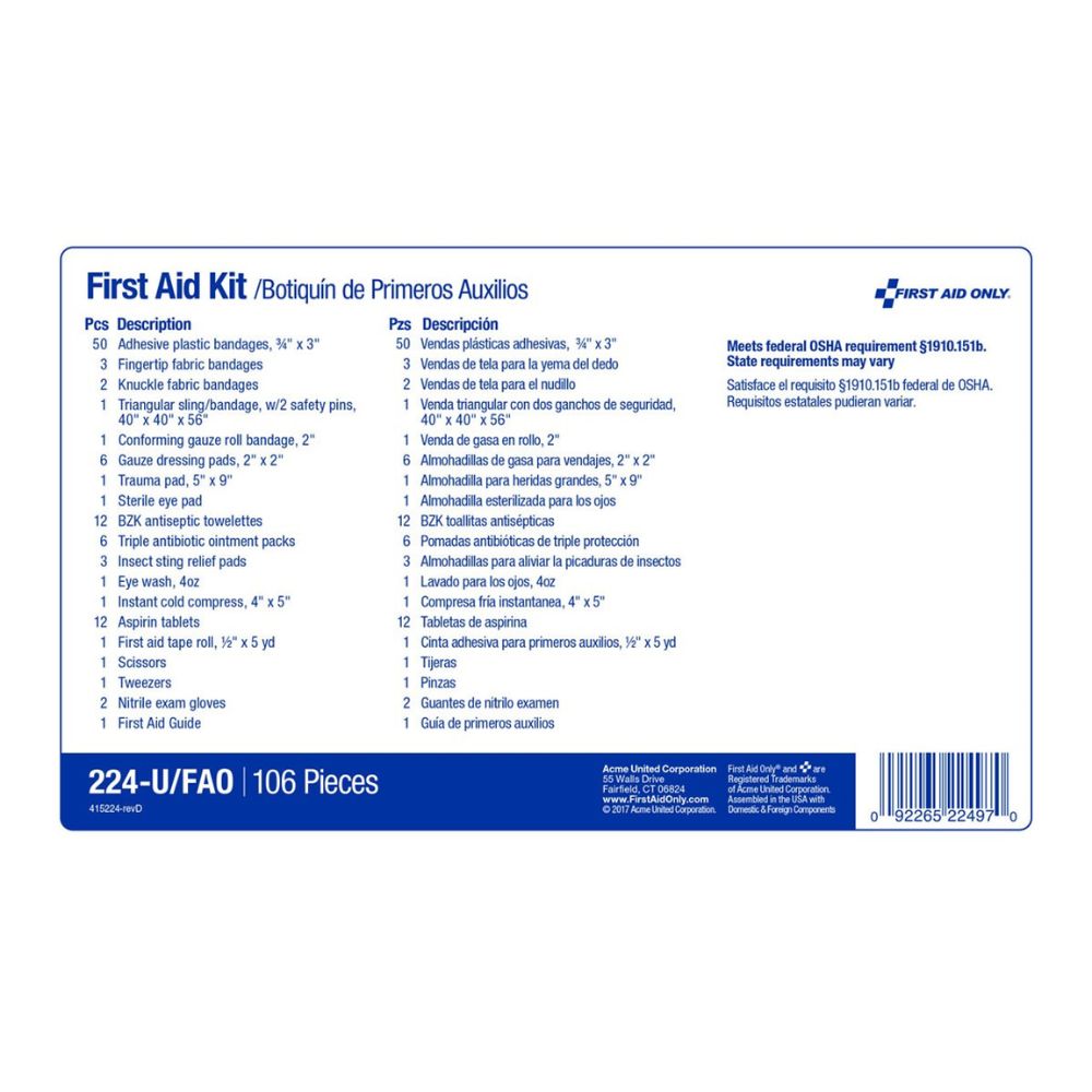 First Aid Only 224-U/FAO 25 Person First Aid Kit, Metal Case - 5