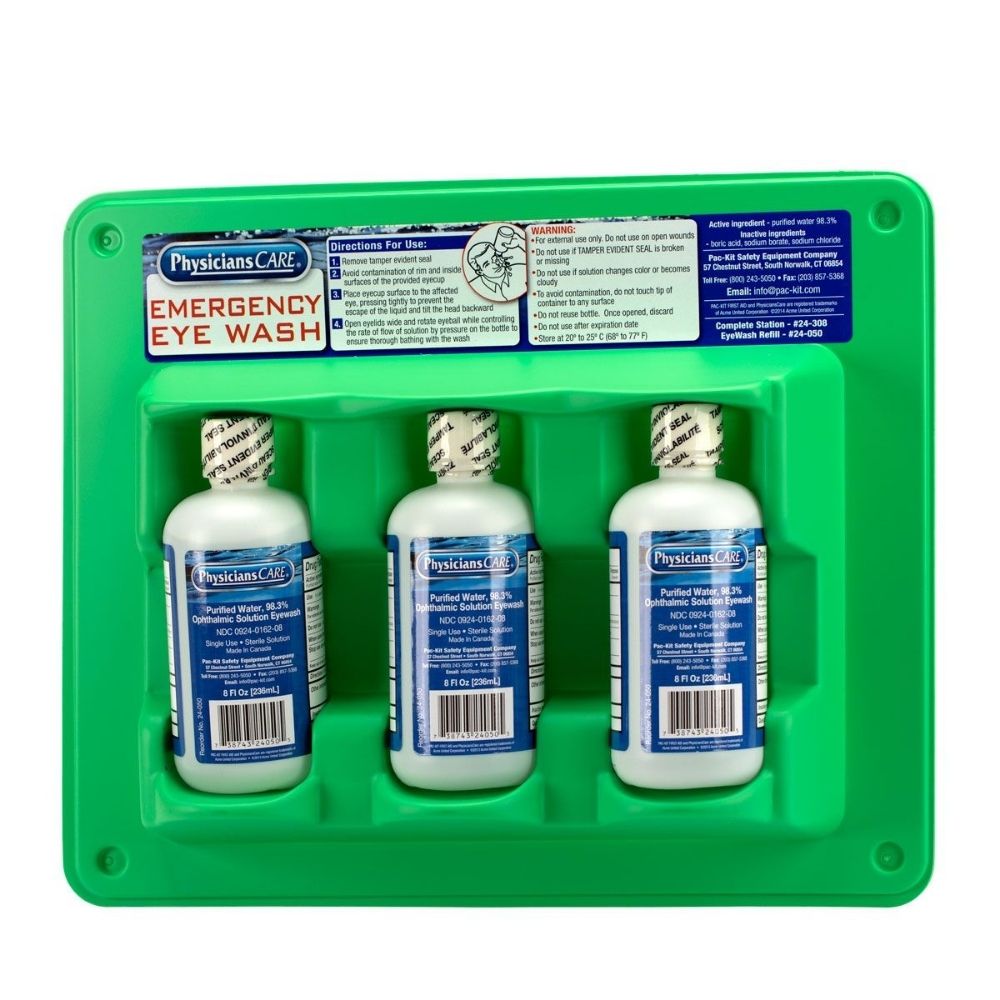 First Aid Only 24-308 Eyewash Station, 8 oz. Triple Screw Cap Bottle - 3