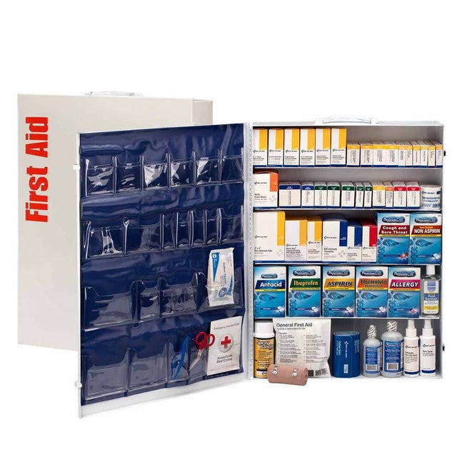 First Aid Only 90577 5 Shelf ANSI 2015 Class B+ Metal First Aid Cabinet with Medications (200+ Person)