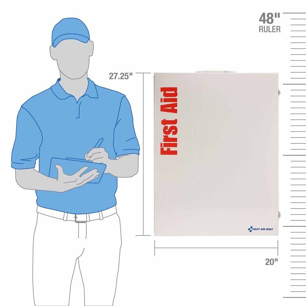 First Aid Only 90577 5 Shelf ANSI 2015 Class B+ Metal First Aid Cabinet with Medications (200+ Person) - 4