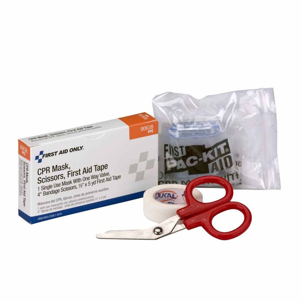 First Aid Only 90638-001 CPR Mask, Scissors, First Aid Tape Kit (1 Each Box)