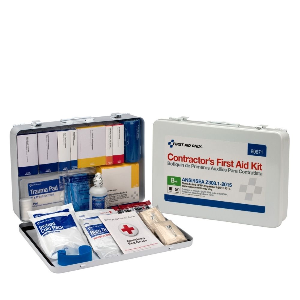 First Aid Only 90671 50 Person Contractor ANSI B+ First Aid Kit, Metal Case