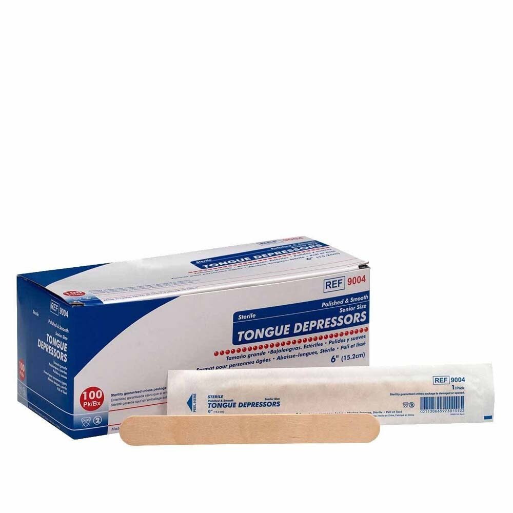 First Aid Only 90797-001 Sterile 6 Inch Tongue Depressors for Medical Use (100 Per Box)