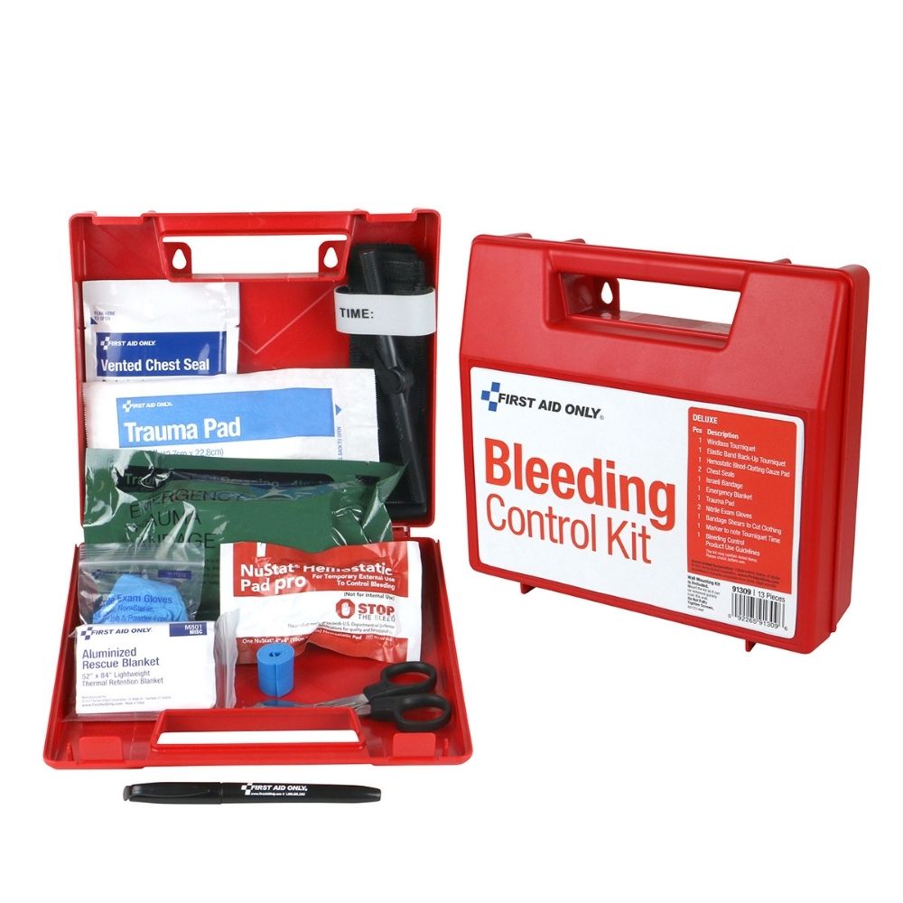 First Aid Only 91309 Bleeding Control Wall Station Single Kit -Deluxe