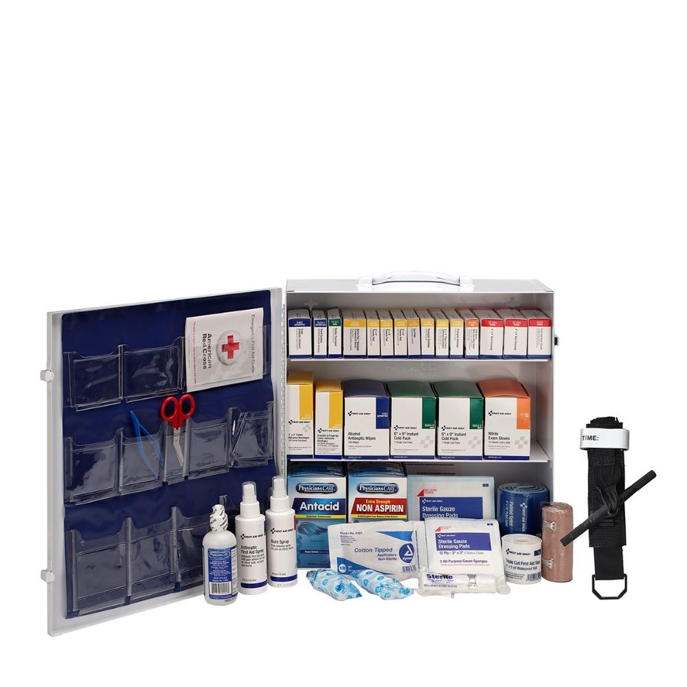 First Aid Only 91340 3 Shelf First Aid 2021 ANSI B+ Metal Cabinet, with Meds - 3