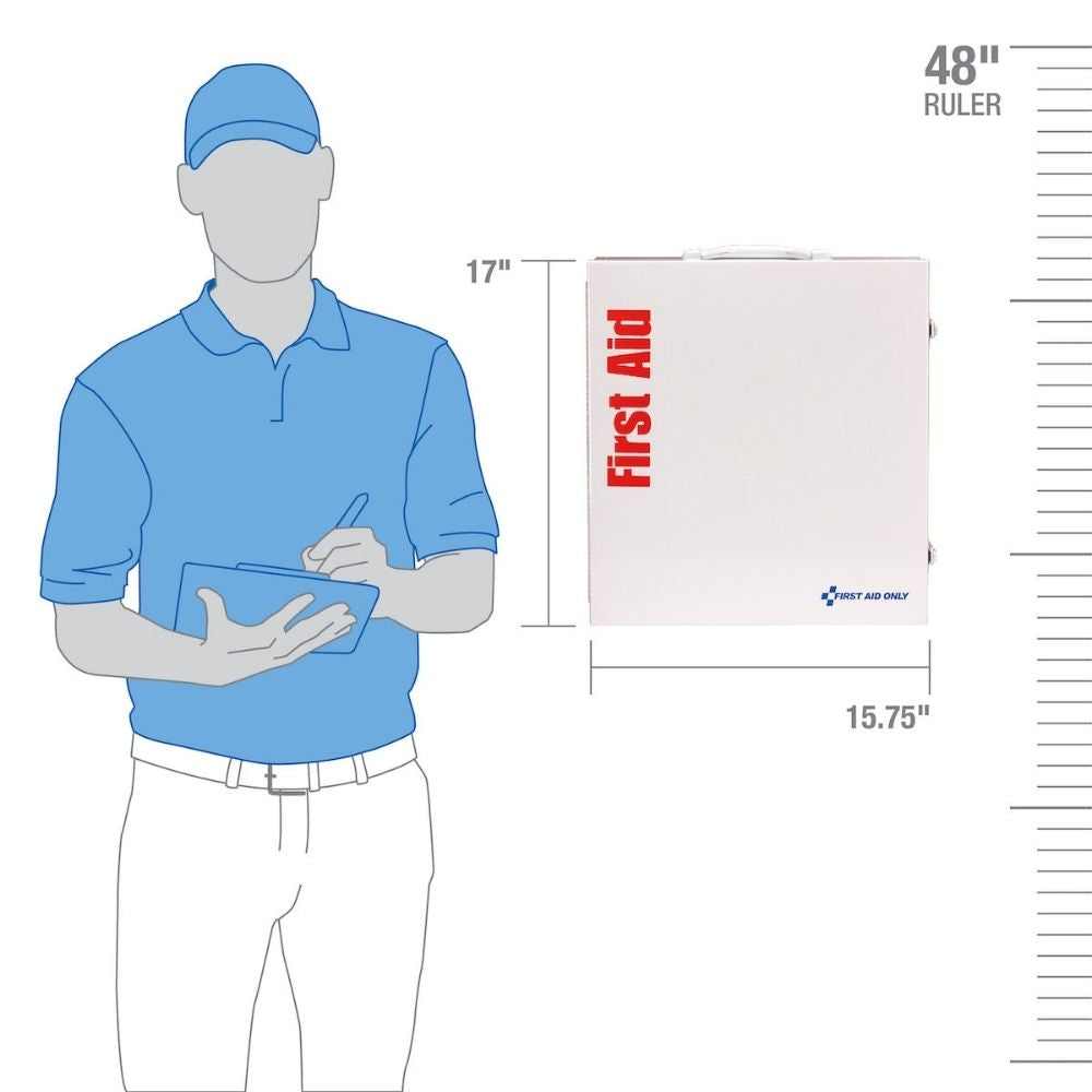 First Aid Only 91340 3 Shelf First Aid 2021 ANSI B+ Metal Cabinet, with Meds - 12